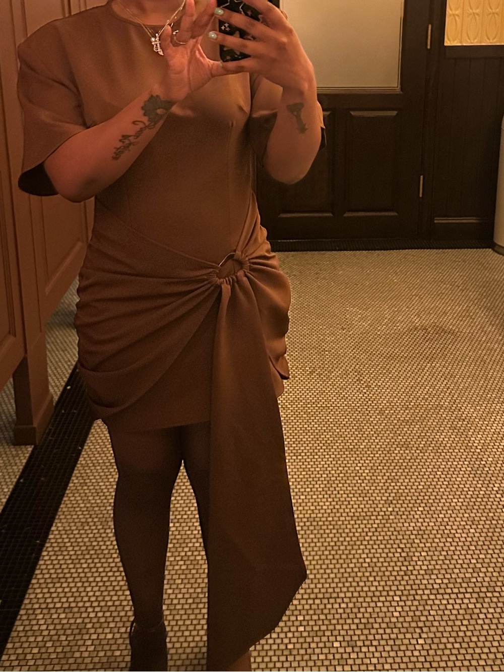 Brown Mini Dress w/ Shoulder Pads